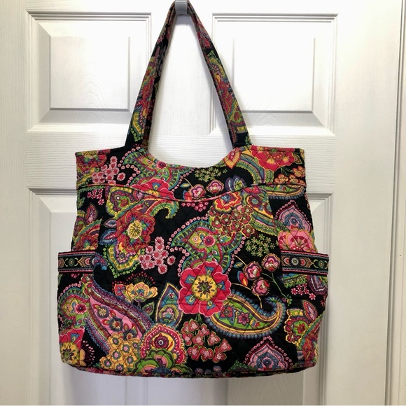 Vera Bradley Pleated Tote Retired Vibrant Pattern “Symphony in Hue” - Picture 6 of 14